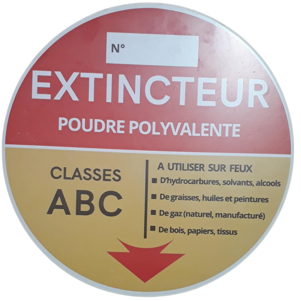 Plaque extincteur à poudre